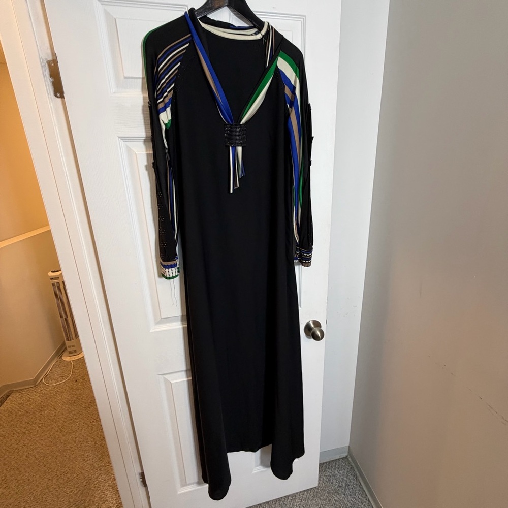 Chic Black and Multicolor Long Sleeve Dress